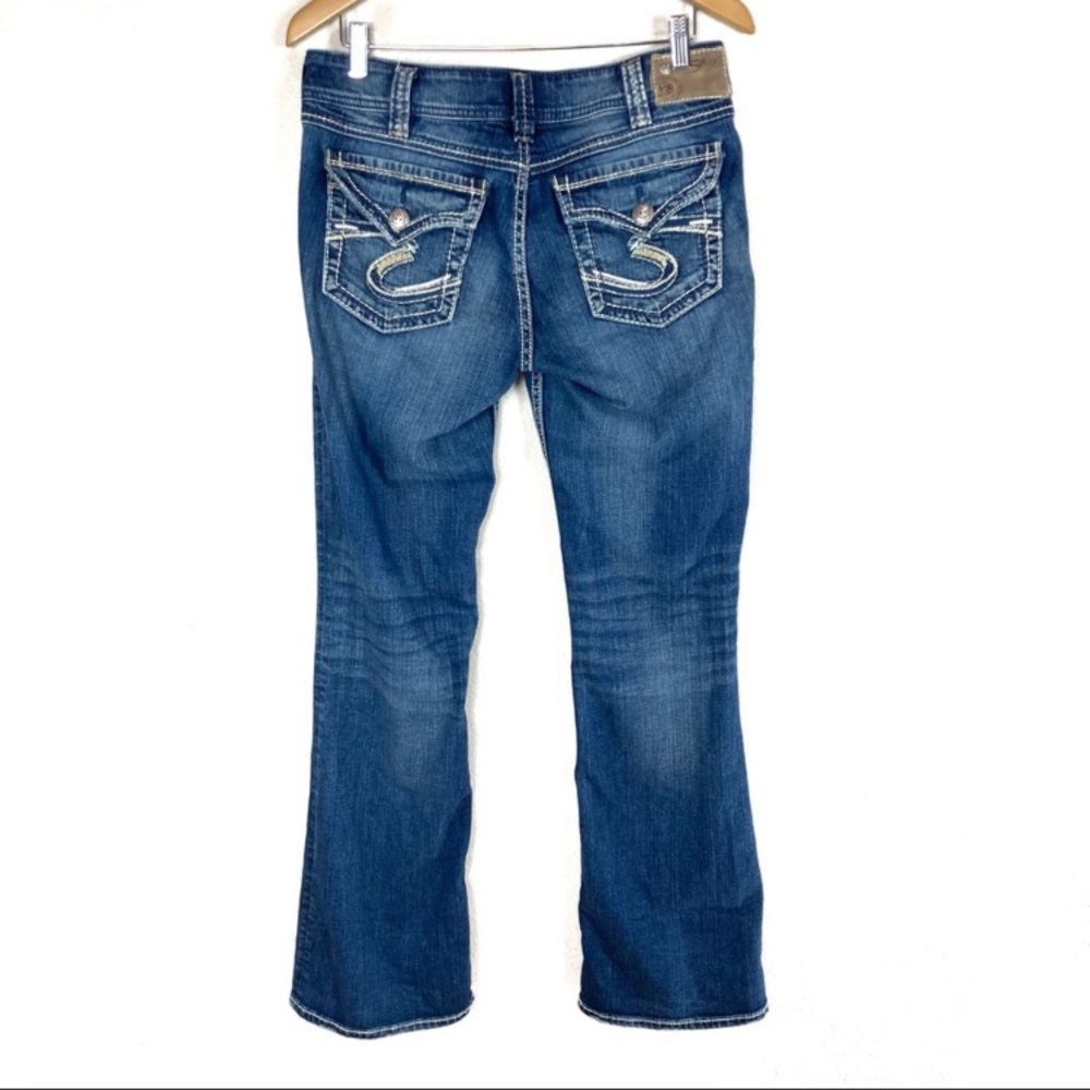 Silver Suki Surplus Boot Cut Dark Wash Thick Stitch Jeans Women’s Sz 30